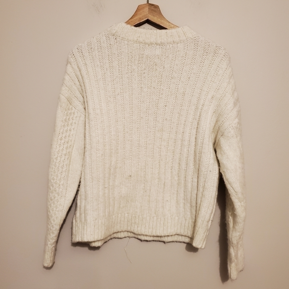 WHITE Cable Knit Sweater XS - Picture 4 of 4